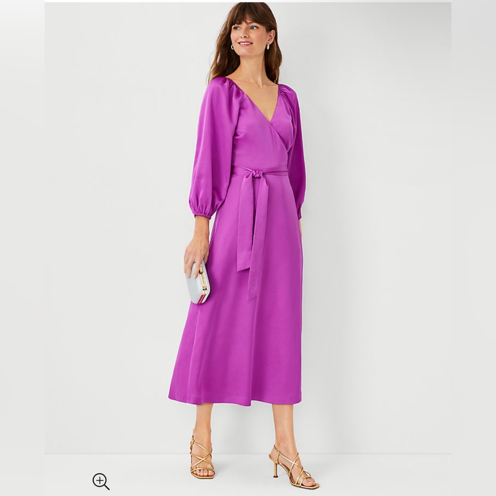 Ann Taylor Petite Satin Wrap Dress